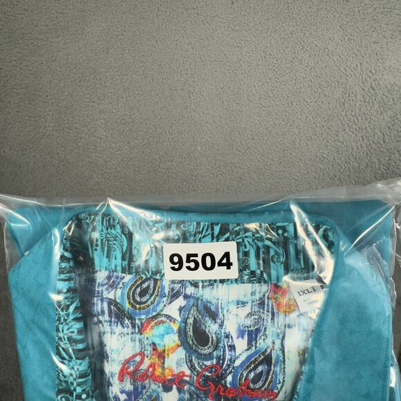 Robert Graham Shirt Men 1XLT Blue Button Up Geometric - Picture 9 of 9